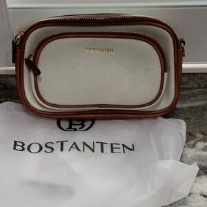 BOSTANTEN Women's Cream and Brown Crossbody Bag